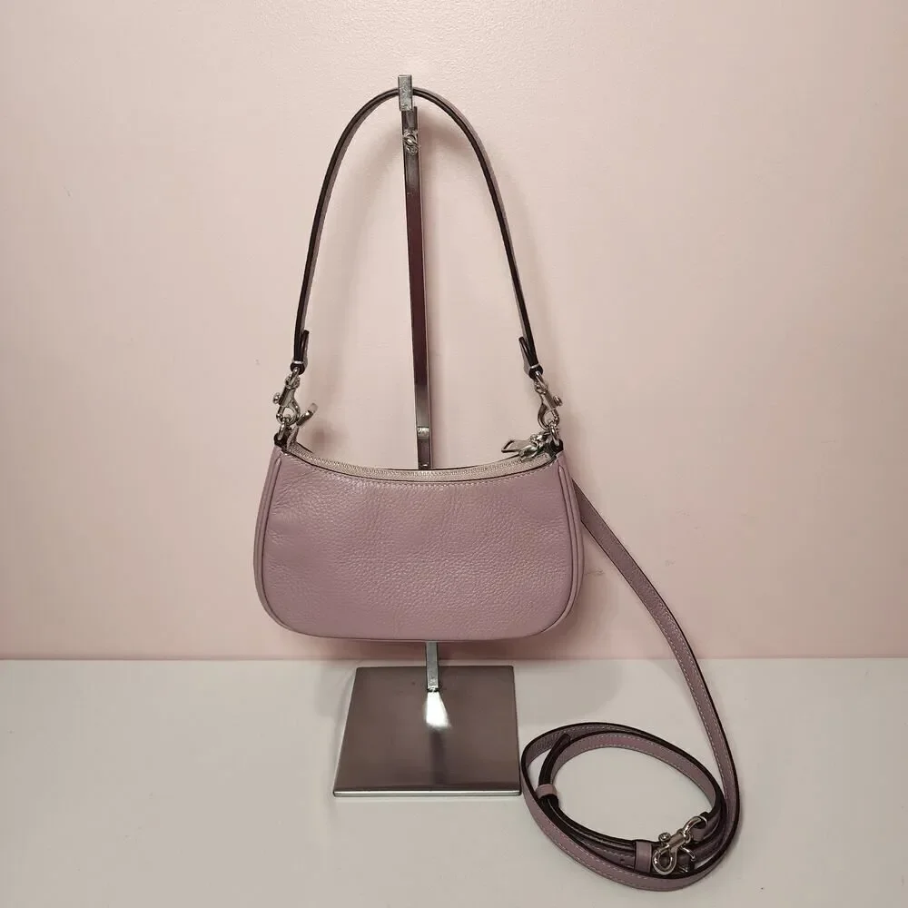 NWT Coach CAJ98 Teri Mini Crossbody Bag With Floral Applique Silver/Lilac